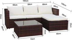 EVRE Brown 4 Seat Outdoor Rattan Garden Furniture Sofa Set - Malaga With Coffee Table 7 EVRE Brown 4 Seat Outdoor Rattan Garden Furniture Sofa Set - Malaga With Coffee Table -Cheap Grow And Trim Store evre brown 4 seat outdoor rattan garden furniture sofa set malaga with coffee table5060381724624 04c MP