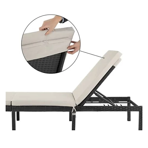 EVRE Brown Rattan Garden Padded Sun Lounger Sun Bed Day Bed Sun Lounger 2 EVRE Brown Rattan Garden Padded Sun Lounger Sun Bed Day Bed Sun Lounger - Image 2