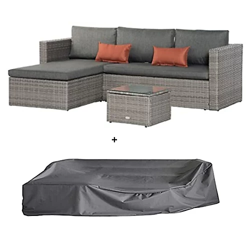 EVRE Grey Malibu Rattan Garden Furniture Set And Coffee Table Patio Conservatory Indoor & Outdoor With Cushions With Cover 1 EVRE Grey Malibu Rattan Garden Furniture Set And Coffee Table Patio Conservatory Indoor & Outdoor With Cushions With Cover