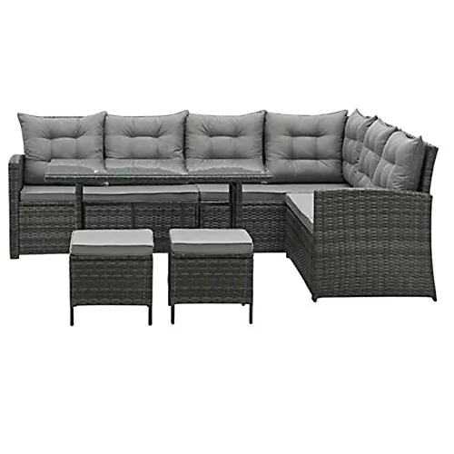 EVRE Grey Monroe 8 Seater Garden Rattan Furniture Corner Dining Set Table Sofa Bench Stool 4 EVRE Grey Monroe 8 Seater Garden Rattan Furniture Corner Dining Set Table Sofa Bench Stool - Image 4