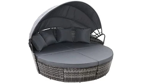 EVRE Mixed Grey Bali Day Bed Outdoor Garden Furniture Set With Canopy 1 EVRE Mixed Grey Bali Day Bed Outdoor Garden Furniture Set With Canopy