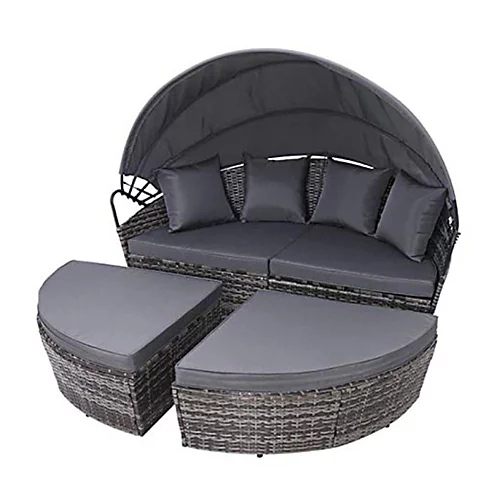 EVRE Mixed Grey Bali Day Bed Outdoor Garden Furniture Set With Canopy 3 EVRE Mixed Grey Bali Day Bed Outdoor Garden Furniture Set With Canopy - Image 3