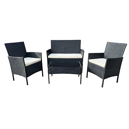 EVRE Nero Black Rattan Garden Furniture Set Patio Conservatory Indoor Outdoor 4 Piece Set 1 EVRE Nero Black Rattan Garden Furniture Set Patio Conservatory Indoor Outdoor 4 Piece Set