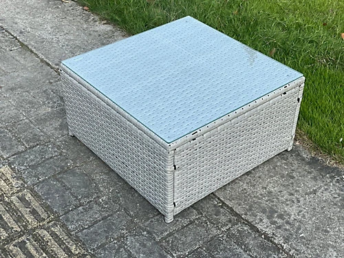 Fimous Square Rattan Coffee Tea Side Table Indoor Outdoor Use Garden Furniture Accessory Patio Light Grey 1 Fimous Square Rattan Coffee Tea Side Table Indoor Outdoor Use Garden Furniture Accessory Patio Light Grey