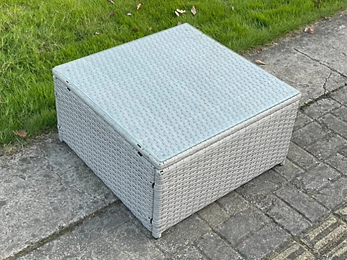 Fimous Square Rattan Coffee Tea Side Table Indoor Outdoor Use Garden Furniture Accessory Patio Light Grey 3 Fimous Square Rattan Coffee Tea Side Table Indoor Outdoor Use Garden Furniture Accessory Patio Light Grey - Image 3
