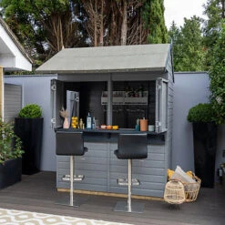 Forest Garden 6x4 Ft Apex Shiplap Wooden Garden Bar With Single Door - Assembly Service Included