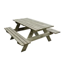 Forest Garden Rectangular Natural Timber Picnic Table