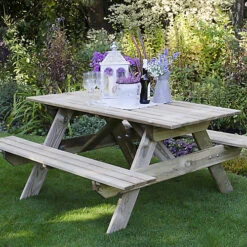 Forest Garden Rectangular Natural Timber Picnic Table -Cheap Grow And Trim Store forest garden rectangular natural timber picnic table5013053154083 03i bq