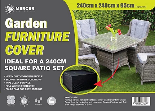 Furniture Cover MFC060MAL240Cm Square Cover With Ties 2 Furniture Cover MFC060MAL240Cm Square Cover With Ties - Image 2