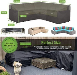 Furniture One 420D V-Shape Corner Sofa Cover Waterproof Outdoor Furniture Cover - 215x215x87cm Black -Cheap Grow And Trim Store furniture one 420d v shape corner sofa cover waterproof outdoor furniture cover 215x215x87cm black0726972295984 02c MP