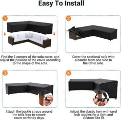 Furniture One 420D V-Shape Corner Sofa Cover Waterproof Outdoor Furniture Cover - 215x215x87cm Black -Cheap Grow And Trim Store furniture one 420d v shape corner sofa cover waterproof outdoor furniture cover 215x215x87cm black0726972295984 03c MP