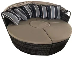 Furniture One Rattan Effect Grey 5 PCs Outdoor Rattan Lounge Chair Round Daybed Table Set With Cushion -Cheap Grow And Trim Store furniture one rattan effect grey 5 pcs outdoor rattan lounge chair round daybed table set with cushion0727536850151 03c MP