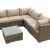 Furniture One Rattan Effect Nature Rattan 5 Seat Corner Sofa Set NO ASSEMBLY & ALUMINIUM FRAME