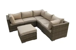 Furniture One Rattan Effect Nature Rattan 5 Seat Corner Sofa Set NO ASSEMBLY & ALUMINIUM FRAME -Cheap Grow And Trim Store furniture one rattan effect nature rattan 5 seat corner sofa set no assembly aluminium frame0727536850359 02c MP