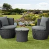 Garden Store Direct Bottle Bistro Set Aluminium - Back Cushions - Black