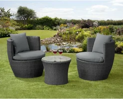 Garden Store Direct Bottle Bistro Set Aluminium - Back Cushions - Black