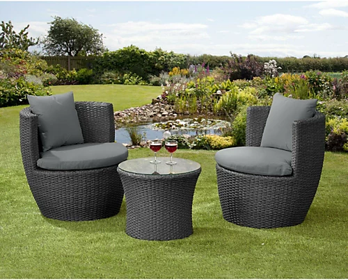 Garden Store Direct Bottle Bistro Set Aluminium - Back Cushions - Black 1 Garden Store Direct Bottle Bistro Set Aluminium - Back Cushions - Black