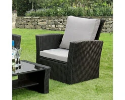 Garden Store Direct Rattan Garden Furniture 4 Piece Patio Set - Black With Grey Cushions -Cheap Grow And Trim Store garden store direct rattan garden furniture 4 piece patio set black with grey cushions5060761020681 03c MP