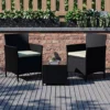 Garden Vida Bali Black 2 Seater Balcony Garden Outdoor Rattan Furniture Set
