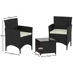 Garden Vida Bali Black 2 Seater Balcony Garden Outdoor Rattan Furniture Set -Cheap Grow And Trim Store garden vida bali black 2 seater balcony garden outdoor rattan furniture set5056562199206 02c MP