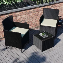 Garden Vida Bali Black 2 Seater Balcony Garden Outdoor Rattan Furniture Set -Cheap Grow And Trim Store garden vida bali black 2 seater balcony garden outdoor rattan furniture set5056562199206 04c MP