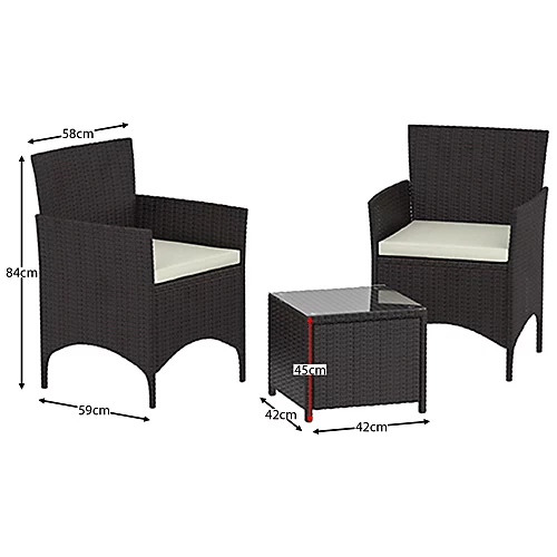 Garden Vida Bali Brown 2 Seater Balcony Garden Outdoor Rattan Furniture Set 2 Garden Vida Bali Brown 2 Seater Balcony Garden Outdoor Rattan Furniture Set - Image 2