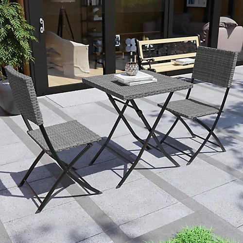 Garden Vida Capri Grey 2 Seater Rattan Garden Outdoor Bistro Set 1 Garden Vida Capri Grey 2 Seater Rattan Garden Outdoor Bistro Set