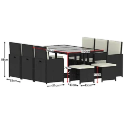 Garden Vida Cuba Black 10 Seater Rattan Garden Outdoor Bistro Set -Cheap Grow And Trim Store garden vida cuba black 10 seater rattan garden outdoor bistro set5056562199152 02c MP