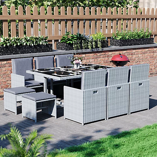 Garden Vida Cuba Grey 10 Seater Rattan Garden Outdoor Bistro Set 1 Garden Vida Cuba Grey 10 Seater Rattan Garden Outdoor Bistro Set
