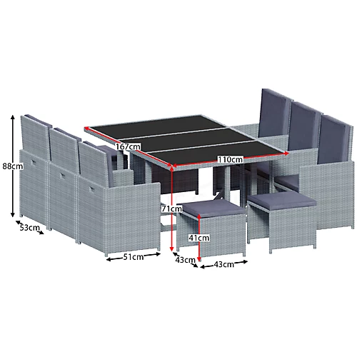 Garden Vida Cuba Grey 10 Seater Rattan Garden Outdoor Bistro Set 2 Garden Vida Cuba Grey 10 Seater Rattan Garden Outdoor Bistro Set - Image 2