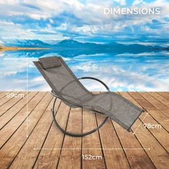 GardenKraft Rocking Moon Sun Lounger - Grey Colour -Cheap Grow And Trim Store gardenkraft rocking moon sun lounger grey colour5025301191894 03c MP