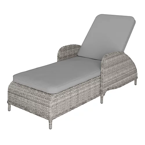 GoodHome Hamilton Steeple Grey Rattan Effect Sun Lounger 1 GoodHome Hamilton Steeple Grey Rattan Effect Sun Lounger