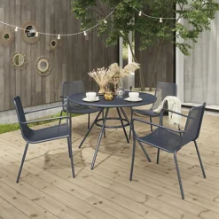 GoodHome Kilifi Midnight Navy Metal 4 Seater Round Dining Table 5 GoodHome Kilifi Midnight Navy Metal 4 Seater Round Dining Table -Cheap Grow And Trim Store goodhome kilifi midnight navy metal 4 seater round dining table5059340677194 01i
