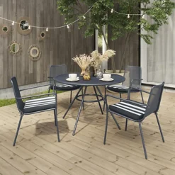 GoodHome Kilifi Midnight Navy Metal 4 Seater Round Dining Table 6 GoodHome Kilifi Midnight Navy Metal 4 Seater Round Dining Table -Cheap Grow And Trim Store goodhome kilifi midnight navy metal 4 seater round dining table5059340677194 02i