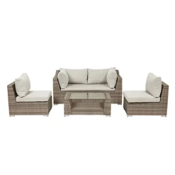 GoodHome Maevea Grey Rattan Effect 4 Seater Coffee Set 5 GoodHome Maevea Grey Rattan Effect 4 Seater Coffee Set -Cheap Grow And Trim Store goodhome maevea grey rattan effect 4 seater coffee set3663602424000 01bq
