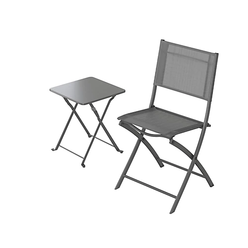 GoodHome Saba Steel Grey Metal Foldable 2 Seater Square Side Table 4 GoodHome Saba Steel Grey Metal Foldable 2 Seater Square Side Table - Image 4
