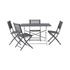 GoodHome Saba Steel Grey Metal Foldable 4 Seater Rectangular Table -Cheap Grow And Trim Store goodhome saba steel grey metal foldable 4 seater rectangular table5059340137001 09c