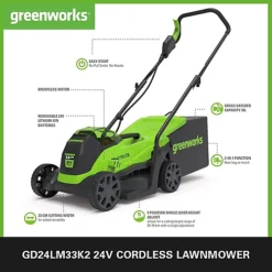 Greenworks Tools 24V 33cm (13") Lawnmower Includes 2Ah Battery & 2Ah Charger -Cheap Grow And Trim Store greenworks tools 24v 33cm 13 lawnmower includes 2ah battery 2ah charger6952909079189 02c MP