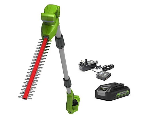 Greenworks Tools 24V 51cm (20") Long Reach Cordless Hedge Trimmer, Split Shaft Includes 2Ah Battery & Economy Charger 1 Greenworks Tools 24V 51cm (20") Long Reach Cordless Hedge Trimmer, Split Shaft Includes 2Ah Battery & Economy Charger