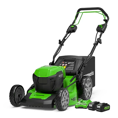 Greenworks Tools 48V (2 X 24V) 46cm (18") Self Propelled Lawnmower Includes 2 X 24V 4Ah Batteries & 2Ah Twin Charger 1 Greenworks Tools 48V (2 X 24V) 46cm (18") Self Propelled Lawnmower Includes 2 X 24V 4Ah Batteries & 2Ah Twin Charger