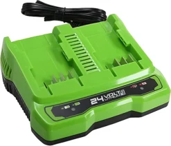 Greenworks Tools G24X2UC2 Twin Port Battery Charger 24V 48W Output Suitable For 24V Greenworks Batteries