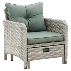 Grenada Garden Armchair 5 Piece Grey Rattan Set With Side Table & Ottoman Hide Away Footstools Green Cushions 6 Grenada Garden Armchair 5 Piece Grey Rattan Set With Side Table & Ottoman Hide Away Footstools Green Cushions -Cheap Grow And Trim Store grenada garden armchair 5 piece grey rattan set with side table ottoman hide away footstools green cushions5056546200829 03c MP