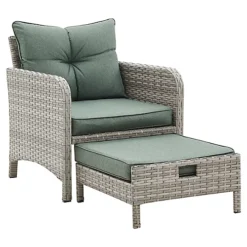 Grenada Garden Armchair 5 Piece Grey Rattan Set With Side Table & Ottoman Hide Away Footstools Green Cushions 7 Grenada Garden Armchair 5 Piece Grey Rattan Set With Side Table & Ottoman Hide Away Footstools Green Cushions -Cheap Grow And Trim Store grenada garden armchair 5 piece grey rattan set with side table ottoman hide away footstools green cushions5056546200829 04c MP