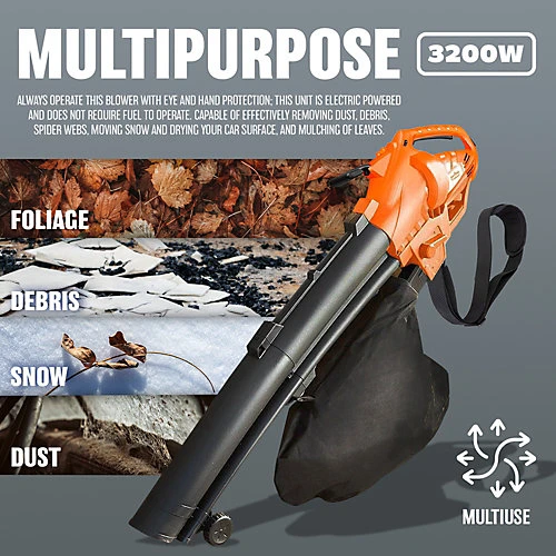 Heavy Duty 3200W Electric Garden Leaf Grass Hedge Blower Vacuum Vac New 3 Heavy Duty 3200W Electric Garden Leaf Grass Hedge Blower Vacuum Vac New - Image 3