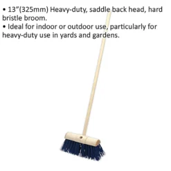 Heavy Duty Hard Bristle Yard Broom - 325mm Saddle Back Brush Head Wooden Handle -Cheap Grow And Trim Store heavy duty hard bristle yard broom 325mm saddle back brush head wooden handle5056524263549 02c MP