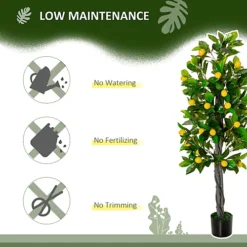 HOMCOM Artificial Lemon Tree Fake Plant In Pot Indoor Outdoor Décor 135cm -Cheap Grow And Trim Store homcom artificial lemon tree fake plant in pot indoor outdoor d cor 135cm5056534539849 06c MP