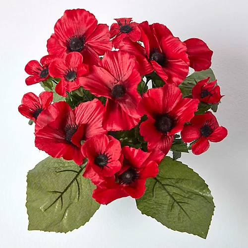 Homescapes Artificial Red Poppy Flower Arrangement In Grave Pot 2 Homescapes Artificial Red Poppy Flower Arrangement In Grave Pot - Image 2