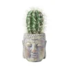 Homescapes Echioncactus Artificial Cactus In Decorative Buddha Head Stone Pot, 24 Cm Tall