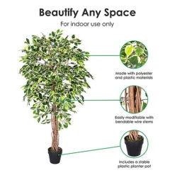 Homescapes Variegated Green Ficus Tree Artificial Plant With Twisted Trunk, 6 Ft -Cheap Grow And Trim Store homescapes variegated green ficus tree artificial plant with twisted trunk 6 ft5055967421424 02c MP