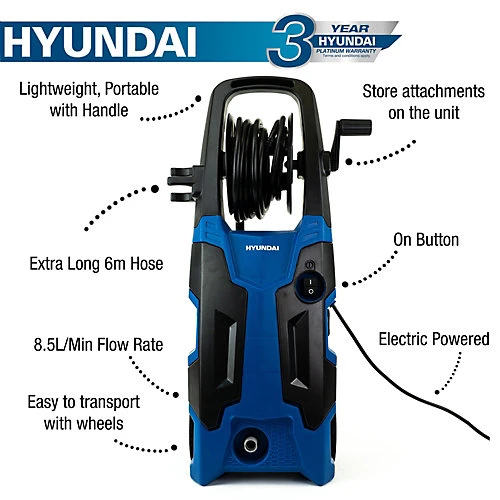 Hyundai 2500W 2610psi 180bar Electric Pressure Washer With 8.5L/Min Flow Rate HYW2500E 3 Hyundai 2500W 2610psi 180bar Electric Pressure Washer With 8.5L/Min Flow Rate HYW2500E - Image 3